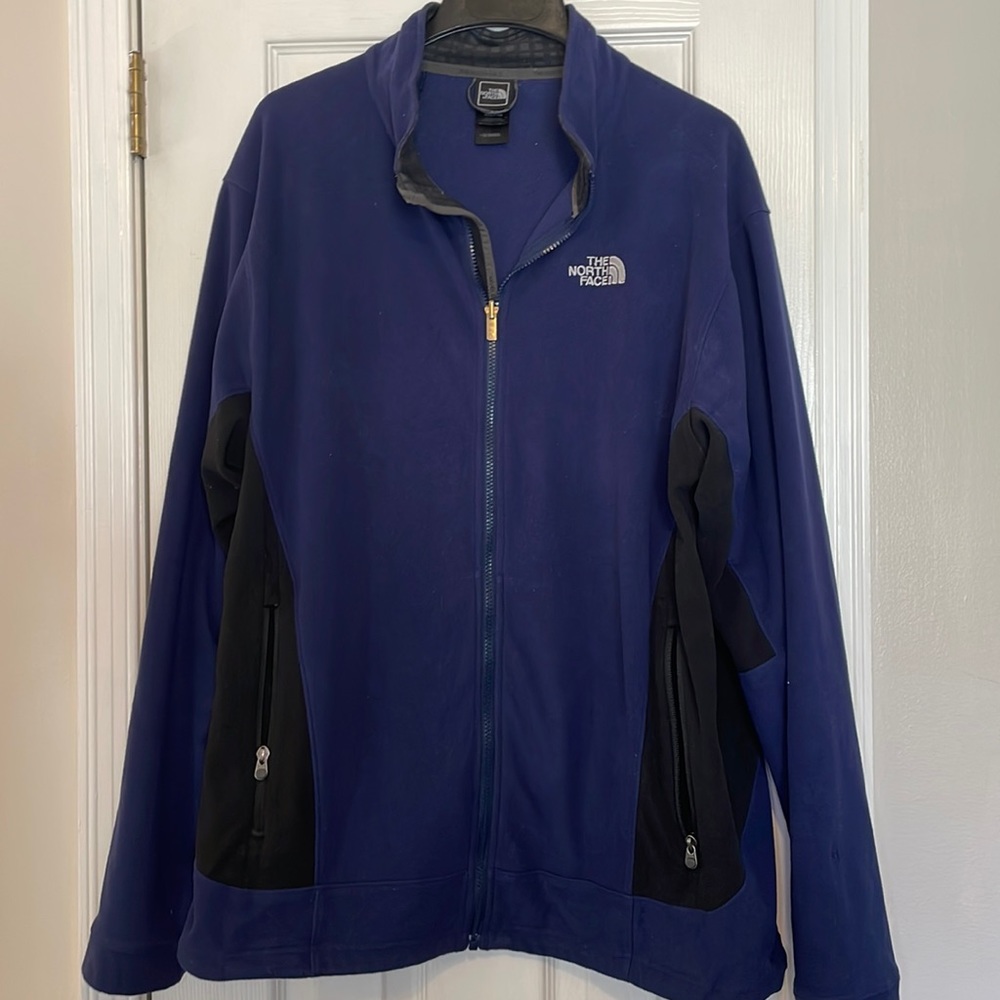 Men’s Navy Blue and Black North Face Fleece Jacket